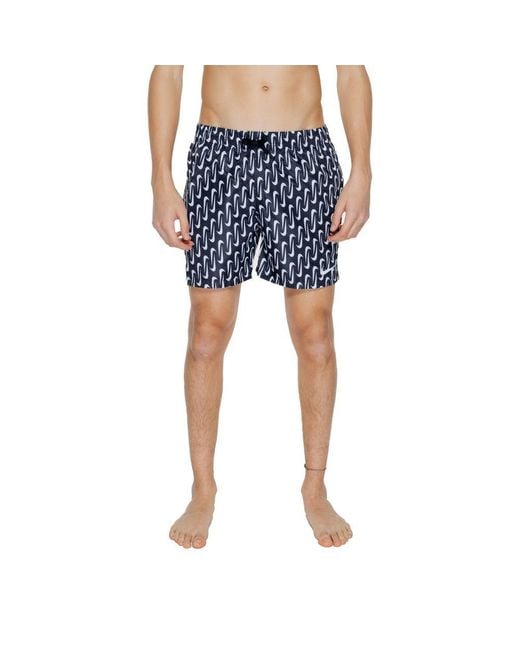 Nike Blue Black Polyester Swim Shorts for men