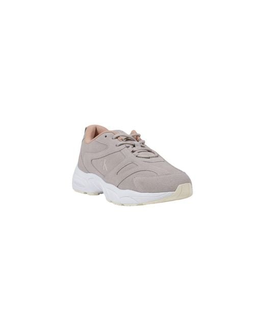 Calvin Klein White Gray Artificial Leather Athletic Sneakers
