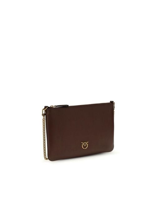 Pinko Brown Bordeaux Calf Leather Bos Taurus Shoulder Bag