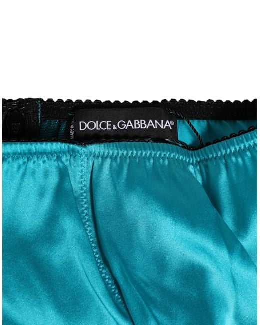 Dolce & Gabbana Blue Aqua Green Satin High