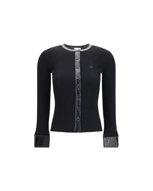 Courreges Blue Black Viscose Cardigan