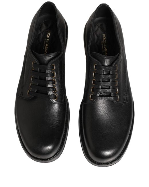Dolce & Gabbana Black Leather Lace Up Derby Dress Men Shoes for men