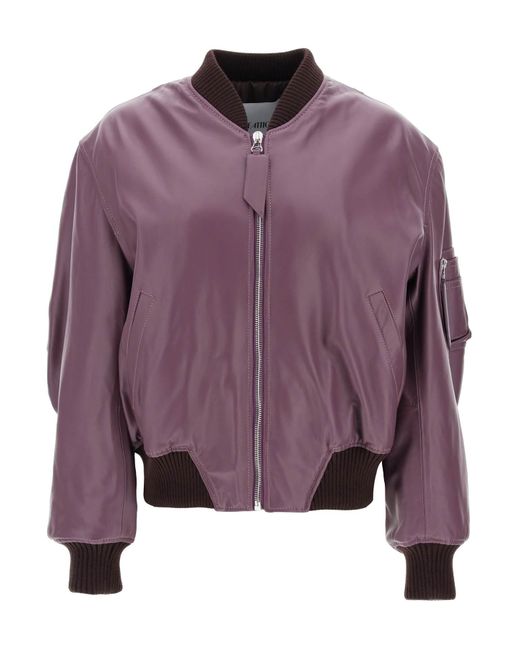 The Attico Purple Anja Leather Bomber Jacket