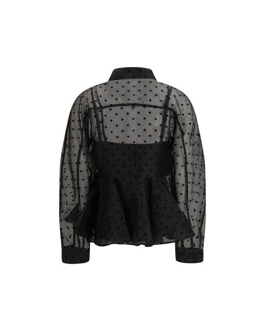 Ganni Black Recycled Polyester Pattern Shirt