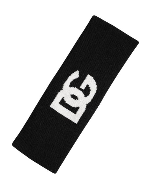 Dolce & Gabbana Black Cashmere Logo Head Band Hat for men