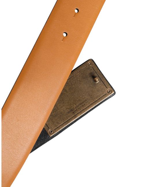 Dolce & Gabbana Leather Belt With Embossed Logo in Brown for  display picture 2