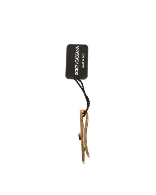 Dolce & Gabbana Natural Tone Brass Crystal Branded Tie Clip Bar for men