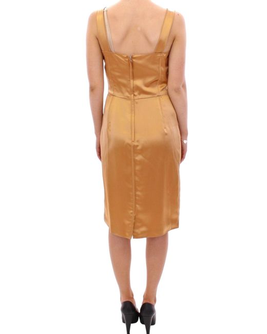 Dolce & Gabbana Multicolor Dolce Gabbana Bronze Silk Sheath Dress
