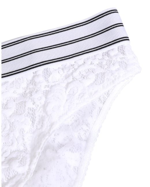 Dolce & Gabbana White Lace Slip Brief Logo Waistband Underwear