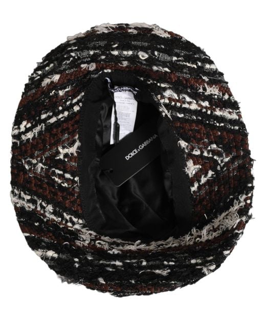 Dolce & Gabbana Black Multicolor Acrylic Tweed Bucket Capello Hat