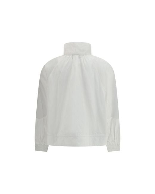 Pinko Gray White Polyester Shell Jacket