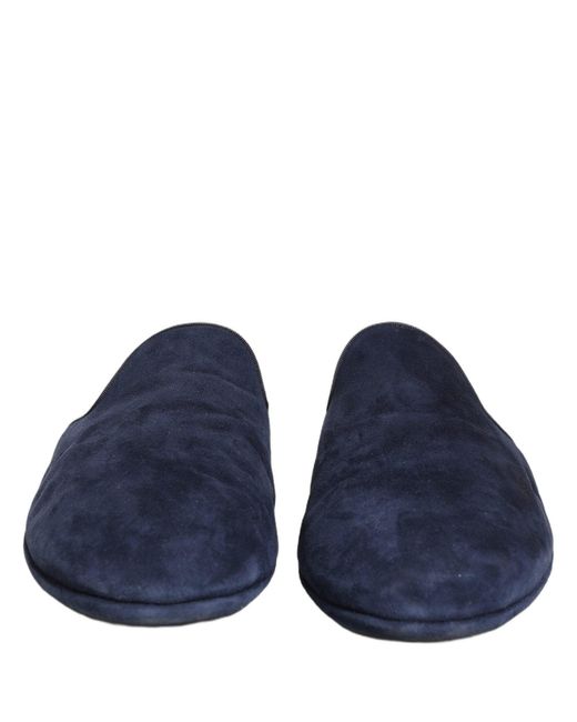 Dolce & Gabbana Blue Suede Slides Flat Slipper Men Shoes for men