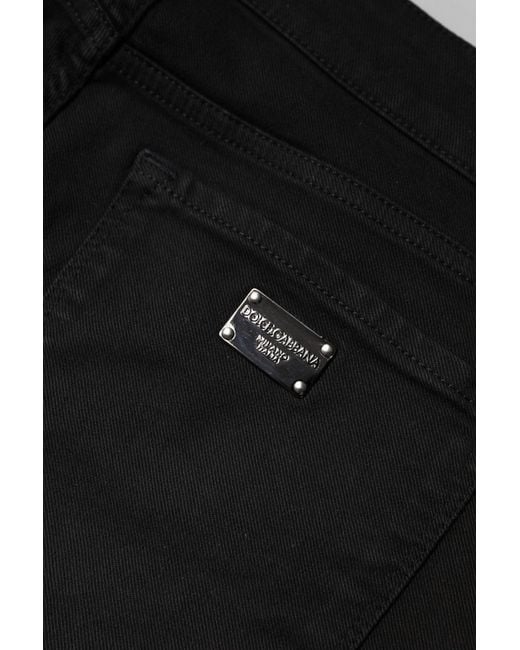 Dolce & Gabbana Black Cotton Mid Waisted Skinny Denim Jeans for men