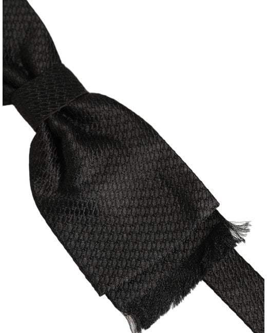 Dolce & Gabbana Men Black 100% Silk Adjustable Neck Papillon Bow Tie for men