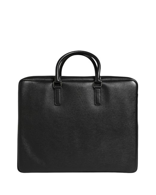 Dolce & Gabbana Black Car Man Applique Leather Weekender Borse Bag for men