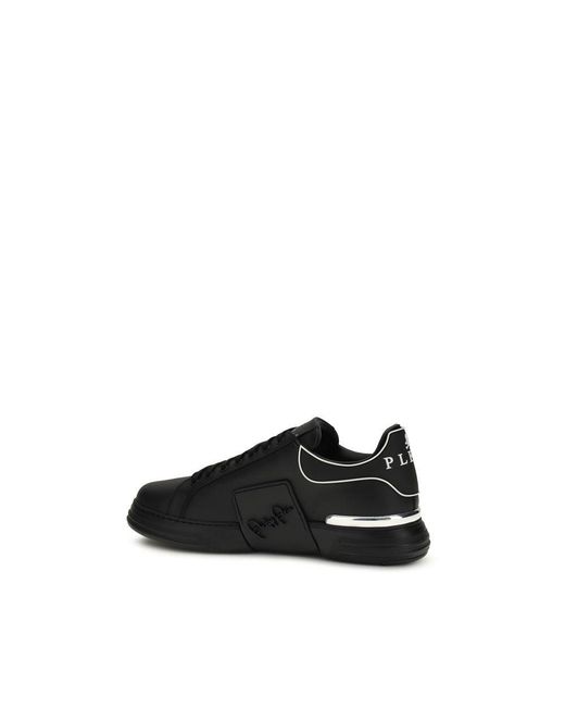 Philipp Plein Black Calf Leather Bos Taurus Low Top Sneakers for men