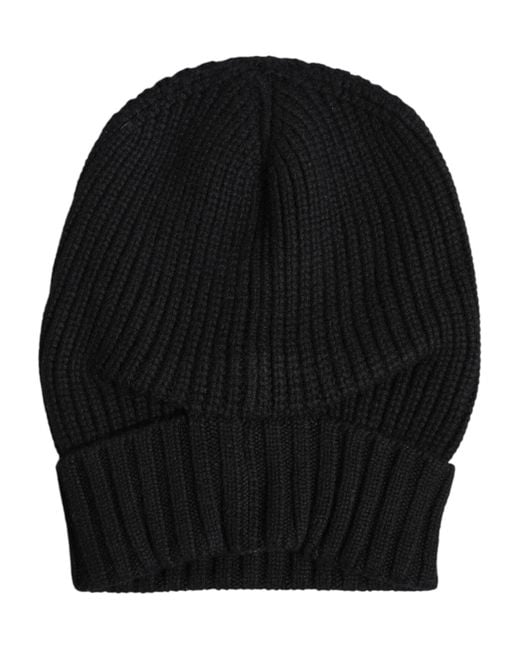 Dolce & Gabbana Black Cashmere Knitted Winter Beanie Hat for men