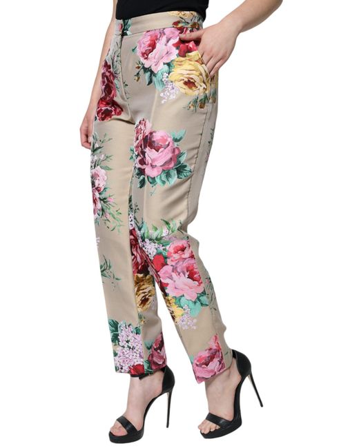 Dolce & Gabbana Floral Jacquard High Waist Tapered Pants