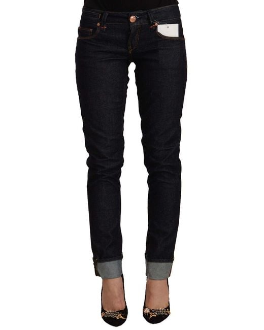 Acht Black Cotton Low Waist Slim Fit Denim Jeans