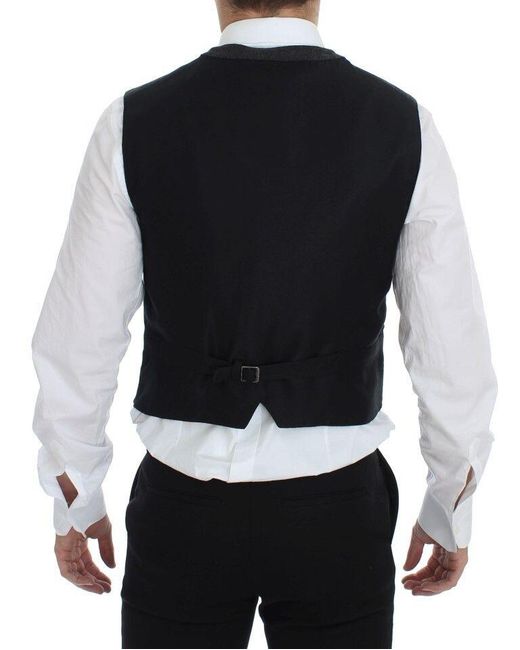 Dolce & Gabbana Black Dolce Gabbana Wool Blend Vest Gilet Weste for men