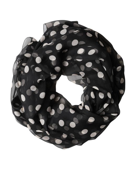 Dolce & Gabbana Black Polka Dot Silk Neck Wrap Shawl 205Cm X 137Cm Scarf for men