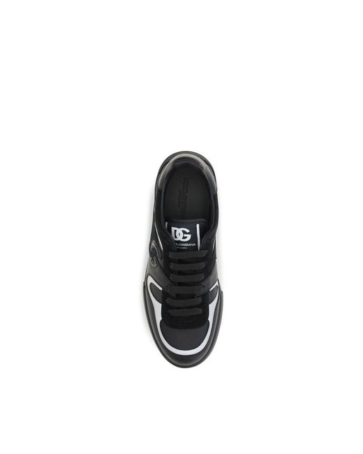 Dolce & Gabbana Black Calf Leather Bos Taurus Sneakers for men