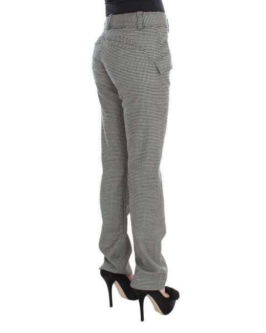 Ermanno Scervino Gray Checkered Cotton Casual Pants
