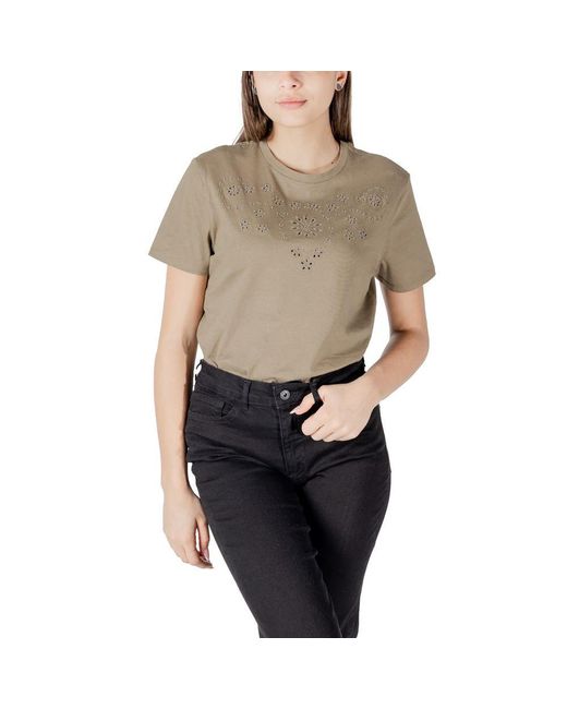 Jacqueline De Yong Natural Cotton T-Shirt