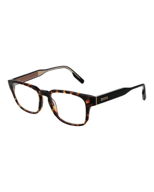Zegna Black Brown Acetate Glasses (frames) for men