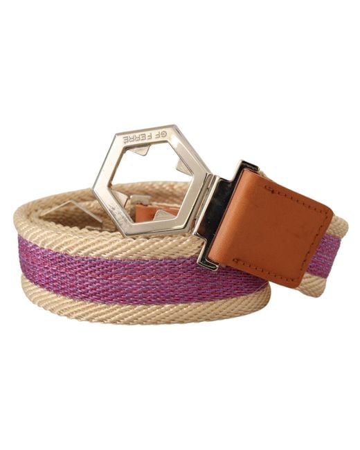Gianfranco Ferré Multicolor Gf Ferre Leather Silver Hexagon Logo Buckle Belt