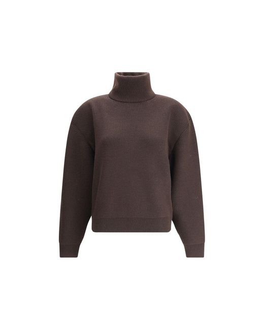 Saint Laurent Brown Chunky Wool Knit Pullover