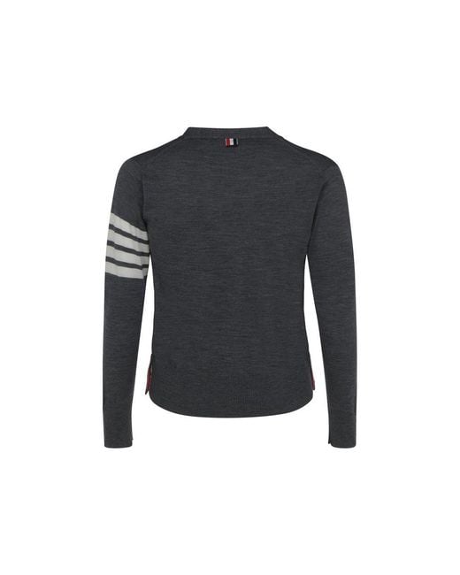 Thom Browne Black Gray Fleece Wool Cardigan for men