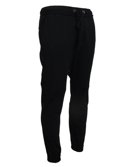 Dolce & Gabbana Black Sport Wool Sweatmen's Pants for men