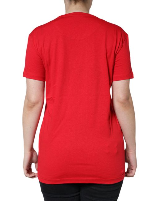 Dolce & Gabbana Red Cotton Crew Neck Short Sleeve Tee T-Shirt