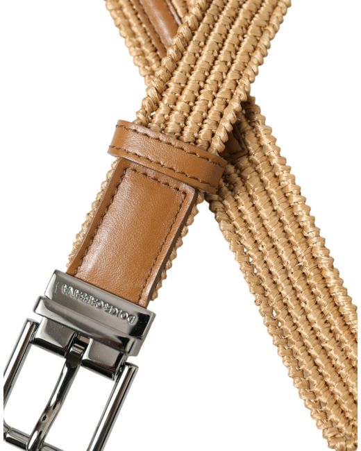 Dolce & Gabbana Brown Elegant Woven Leather Belt for men