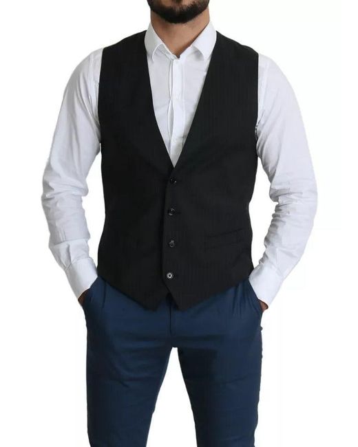 Dolce & Gabbana Black Formal Staff Dress Waistcoat Vest for men