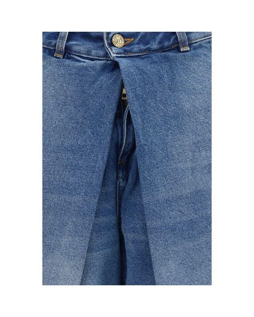 Balmain Blue Cotton Relaxed Fit Jeans