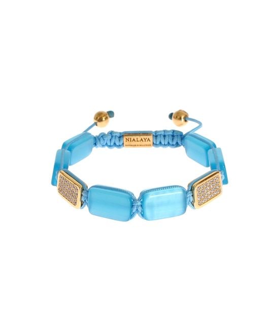 Nialaya Blue Cz Opal 18k Gold 925 Bracelet