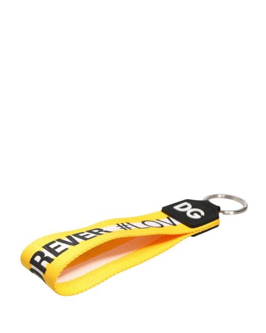 Dolce & Gabbana Metallic Logo Polyester Brass Holder Keychain Keyring Pvc Accessory