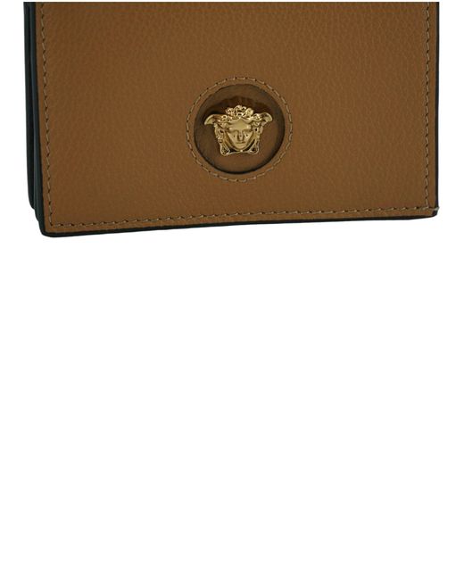 Versace Brown Calf Leather Compact Wallet
