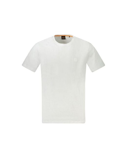 Boss White Cotton T-Shirt for men