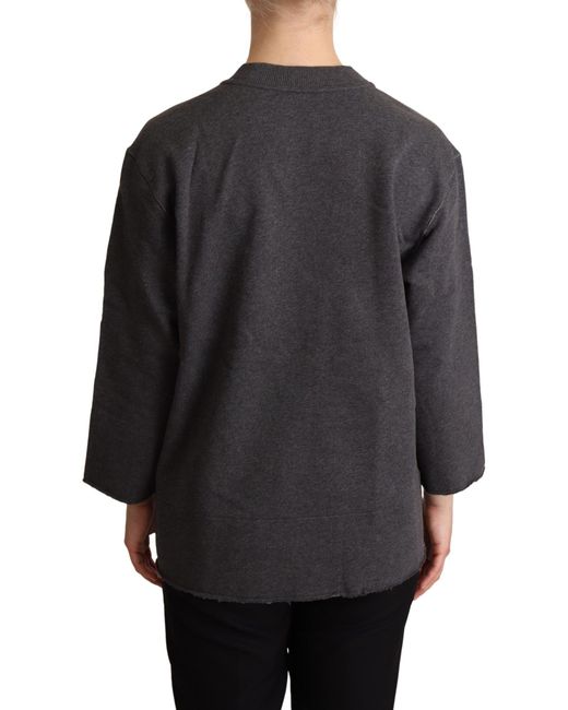 Dolce & Gabbana Black Gray Embroidered Pullover Sweater