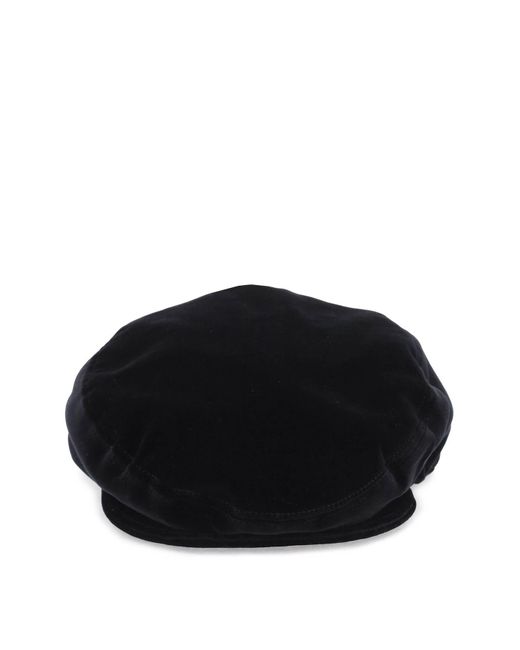 Dolce & Gabbana Black Stretch Velvet Cap With Logo Plaque for men