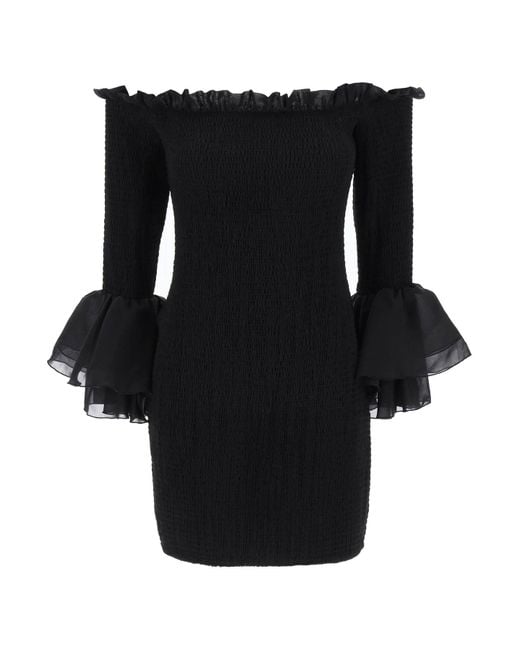 ROTATE BIRGER CHRISTENSEN Black Smocked Mini Dress