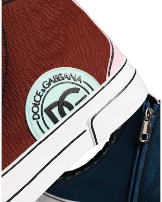 Dolce & Gabbana Brown Patchwork High Top Sneaker Shoes for men