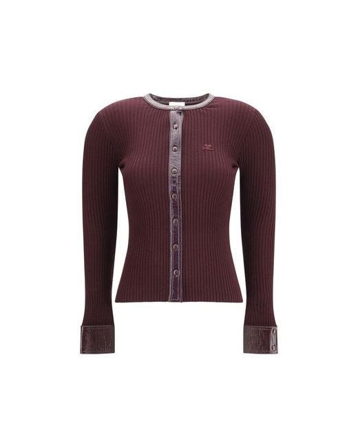 Courreges Purple Bordeaux Viscose Cardigan