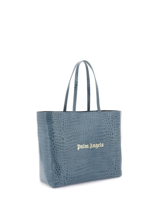 Palm Angels Blue Croco-embossed Leather Shopping Bag for men