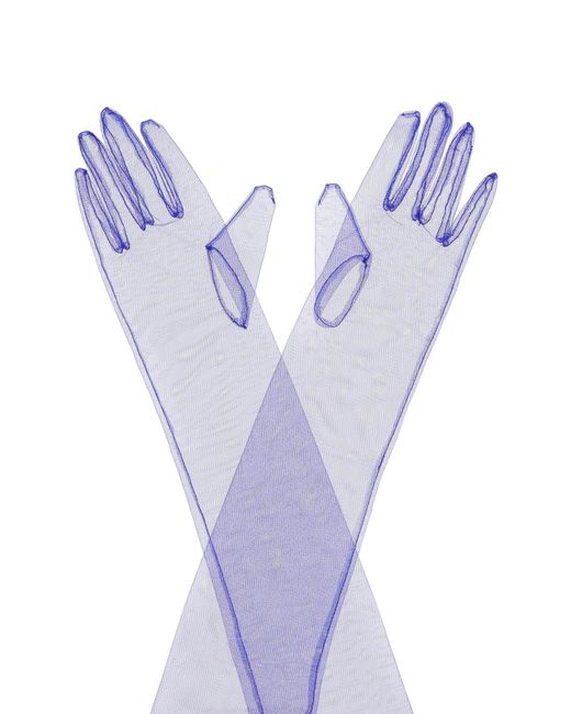 19:13 Dresscode Blue Long Sheer Tulle Gloves