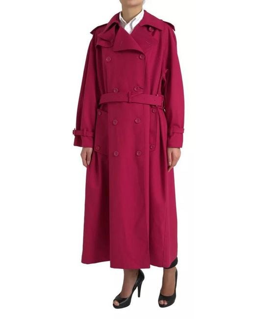 Dolce & Gabbana Red Dark Double Breasted Trench Coat Jacket