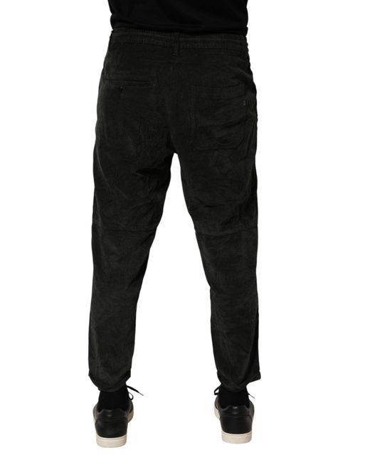 Dondup Black Mid Waist Cropped Corduroy Men Trouser Pants for men